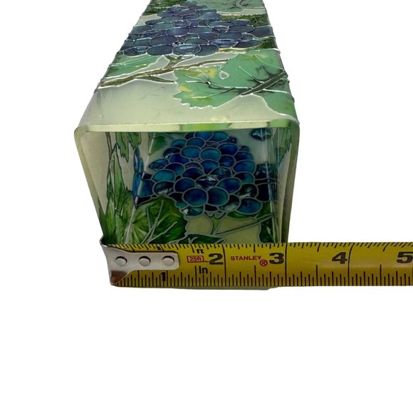 Hand Painted Grapes Vines Leaves Stained Glass Vase Joan Baker Designs 10" Tall - Picture 8 of 15